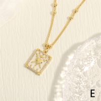 Simple Style Heart Shape Copper Enamel Plating Inlay Zircon 18k Gold Plated Pendant Necklace sku image 5