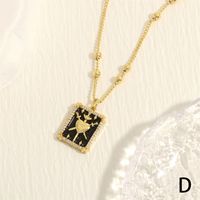 Simple Style Heart Shape Copper Enamel Plating Inlay Zircon 18k Gold Plated Pendant Necklace sku image 4