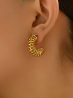 1 Pair Simple Style Classic Style Solid Color Plating Titanium Steel 18k Gold Plated Gold Plated Hoop Earrings main image 7