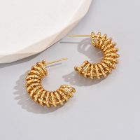 1 Pair Simple Style Classic Style Solid Color Plating Titanium Steel 18k Gold Plated Gold Plated Hoop Earrings main image 3