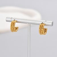 1 Pair Simple Style Classic Style Solid Color Plating Titanium Steel 18k Gold Plated Gold Plated Hoop Earrings main image 1