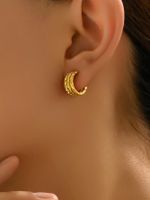 1 Pair Simple Style Classic Style Solid Color Plating Titanium Steel 18k Gold Plated Gold Plated Hoop Earrings main image 8