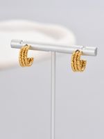 1 Pair Simple Style Classic Style Solid Color Plating Titanium Steel 18k Gold Plated Gold Plated Hoop Earrings main image 6