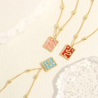 Simple Style Snake Copper Enamel Plating Inlay Zircon 18k Gold Plated Pendant Necklace main image 9