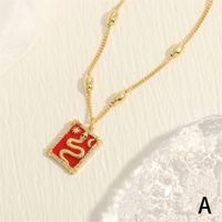 Simple Style Snake Copper Enamel Plating Inlay Zircon 18k Gold Plated Pendant Necklace sku image 1