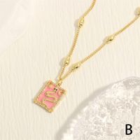 Simple Style Snake Copper Enamel Plating Inlay Zircon 18k Gold Plated Pendant Necklace sku image 2