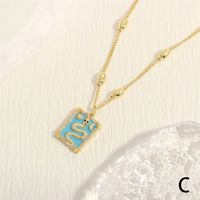 Simple Style Snake Copper Enamel Plating Inlay Zircon 18k Gold Plated Pendant Necklace sku image 3