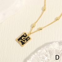 Simple Style Snake Copper Enamel Plating Inlay Zircon 18k Gold Plated Pendant Necklace sku image 4