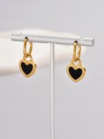 1 Pair Simple Style Classic Style Heart Shape Solid Color Layered Plating Inlay Titanium Steel Resin 18k Gold Plated Gold Plated Dangling Earrings main image 1