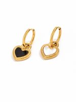 1 Pair Simple Style Classic Style Heart Shape Solid Color Layered Plating Inlay Titanium Steel Resin 18k Gold Plated Gold Plated Dangling Earrings main image 9