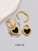 1 Pair Simple Style Classic Style Heart Shape Solid Color Layered Plating Inlay Titanium Steel Resin 18k Gold Plated Gold Plated Dangling Earrings main image 6