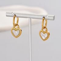 1 Pair Simple Style Classic Style Heart Shape Solid Color Layered Plating Inlay Titanium Steel Resin 18k Gold Plated Gold Plated Dangling Earrings main image 4