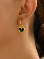 1 Pair Simple Style Classic Style Heart Shape Solid Color Layered Plating Inlay Titanium Steel Resin 18k Gold Plated Gold Plated Dangling Earrings main image 2