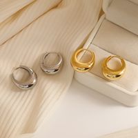 1 Pair Simple Style Classic Style Geometric Solid Color Plating 304 Stainless Steel K Gold Plated Rhodium Plated Ear Clip main image 1