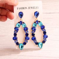 1 Pair Retro Exaggerated Round Hollow Out Inlay Alloy Crystal Rhinestones Drop Earrings main image 5