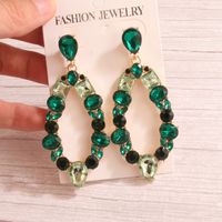 1 Pair Retro Exaggerated Round Hollow Out Inlay Alloy Crystal Rhinestones Drop Earrings main image 7
