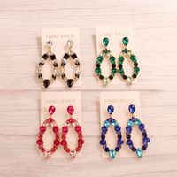 1 Pair Retro Exaggerated Round Hollow Out Inlay Alloy Crystal Rhinestones Drop Earrings main image 1