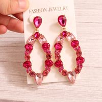 1 Pair Retro Exaggerated Round Hollow Out Inlay Alloy Crystal Rhinestones Drop Earrings main image 3