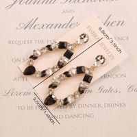 1 Pair Retro Exaggerated Round Hollow Out Inlay Alloy Crystal Rhinestones Drop Earrings main image 4