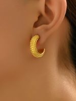 1 Pair Simple Style Classic Style Solid Color Plating Titanium Steel Titanium Steel 18k Gold Plated Gold Plated Hoop Earrings main image 6