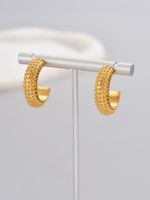 1 Pair Simple Style Classic Style Solid Color Plating Titanium Steel Titanium Steel 18k Gold Plated Gold Plated Hoop Earrings main image 4