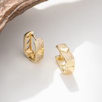 1 Paar Vintage-stil Herzform Rechteck Überzug Inlay Kupfer Zirkon Vergoldet Reif Ohrringe sku image 4