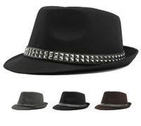 Unisex Retro Solid Color Big Eaves Fedora Hat main image 4