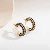 1 Pair Classic Style Circle Plating Inlay Copper Zircon Gold Plated Earrings main image 7