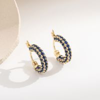 1 Pair Classic Style Circle Plating Inlay Copper Zircon Gold Plated Earrings main image 6