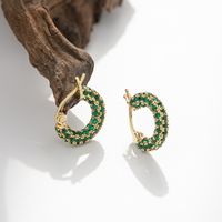 1 Pair Classic Style Circle Plating Inlay Copper Zircon Gold Plated Earrings main image 3