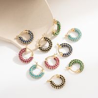 1 Pair Classic Style Circle Plating Inlay Copper Zircon Gold Plated Earrings main image 8