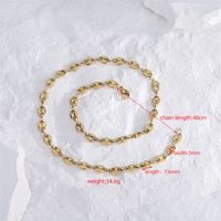 Titanium Steel 18K Gold Plated Simple Style Plating Solid Color Bracelets Necklace main image 4