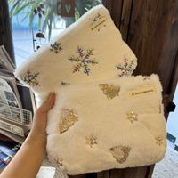 Cute Christmas Tree Solid Color Plush Square Makeup Bags main image 4
