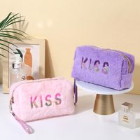 Casual Cute Letter Solid Color Flannel Storage Bag Makeup Bags main image 4