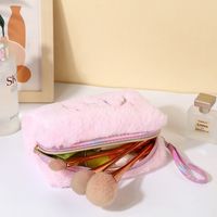 Casual Cute Letter Solid Color Flannel Storage Bag Makeup Bags main image 3