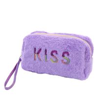 Casual Cute Letter Solid Color Flannel Storage Bag Makeup Bags main image 2