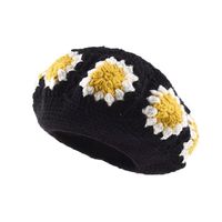 Women's Basic Sweet Pastoral Flower Eaveless Beret Hat main image 2