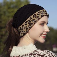 Unisexo Básico Retro Leopardo Impresión Sin Alero Gorro De Lana main image 1