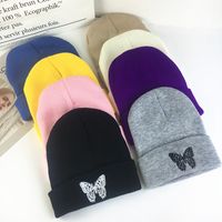 Unisex Basic Butterfly Embroidery Eaveless Wool Cap main image 1