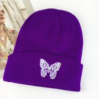 Unisex Basic Butterfly Embroidery Eaveless Wool Cap main image 4
