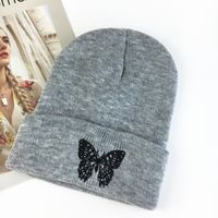 Unisex Basic Butterfly Embroidery Eaveless Wool Cap main image 2