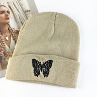 Unisex Basic Butterfly Embroidery Eaveless Wool Cap sku image 3