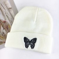 Unisex Basic Butterfly Embroidery Eaveless Wool Cap sku image 5