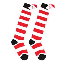 Kid's Cartoon Style Santa Claus Stripe Spandex Polyester Over The Knee Socks A Pair main image 3