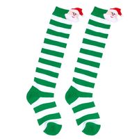 Kid's Cartoon Style Santa Claus Stripe Spandex Polyester Over The Knee Socks A Pair sku image 10