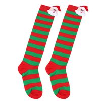Kid's Cartoon Style Santa Claus Stripe Spandex Polyester Over The Knee Socks A Pair sku image 9