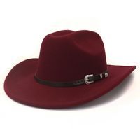 Unisex Basic Cowboy Style Solid Color Big Eaves Fedora Hat sku image 5