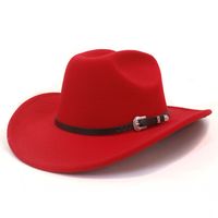 Unisex Basic Cowboy Style Solid Color Big Eaves Fedora Hat sku image 1