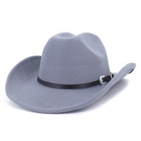 Unisex Basic Cowboy Style Solid Color Big Eaves Fedora Hat sku image 12