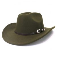 Unisex Basic Cowboy Style Solid Color Big Eaves Fedora Hat main image 2